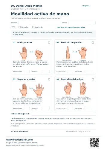 Preview of exercise sheet: Movilidad activa de mano