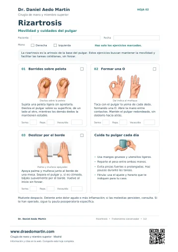 Preview of exercise sheet: Rizartrosis