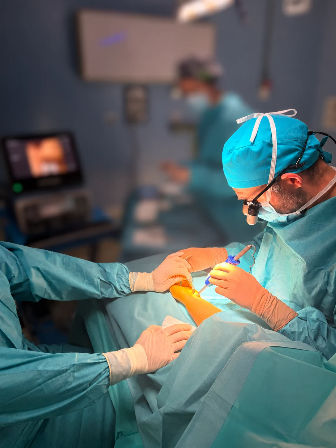 Dr Daniel Aedo Martín during hand surgery